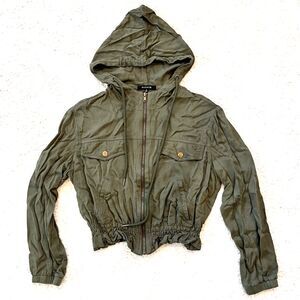 Papaya Cropped Utility Jacket Women's Size Small Green Lightweight